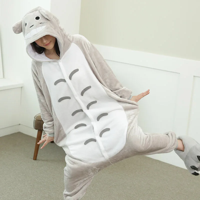 Anime Totoro Cosplay Costumes Unisex Adult Animal Flannel Winter Women