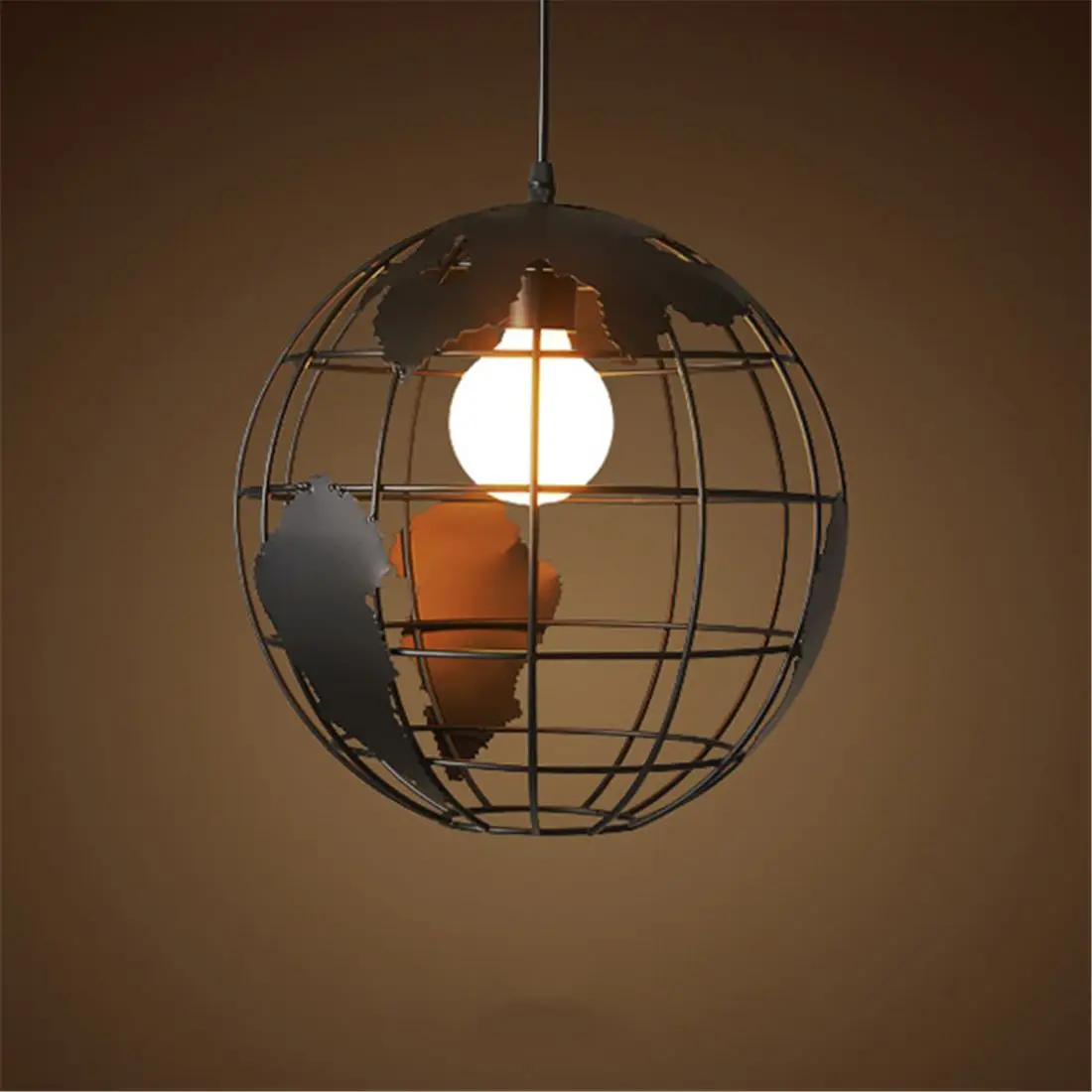 Черный креативный Лофт Континентальный одиночный Ретро Глобус люстра современный металлический lounge Повседневный потолочный светильник