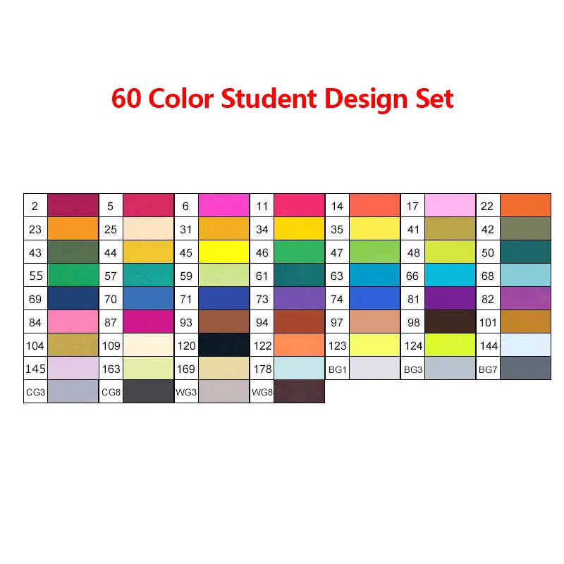 60-Student Design TouchFive маркер 30/40/60/80/168 Цвета Ручка Кисть алкогольных жирной чернила на водной основе художественный маркер для манга двойной головой маркеры для эскизов - Цвет: 60-Student Design