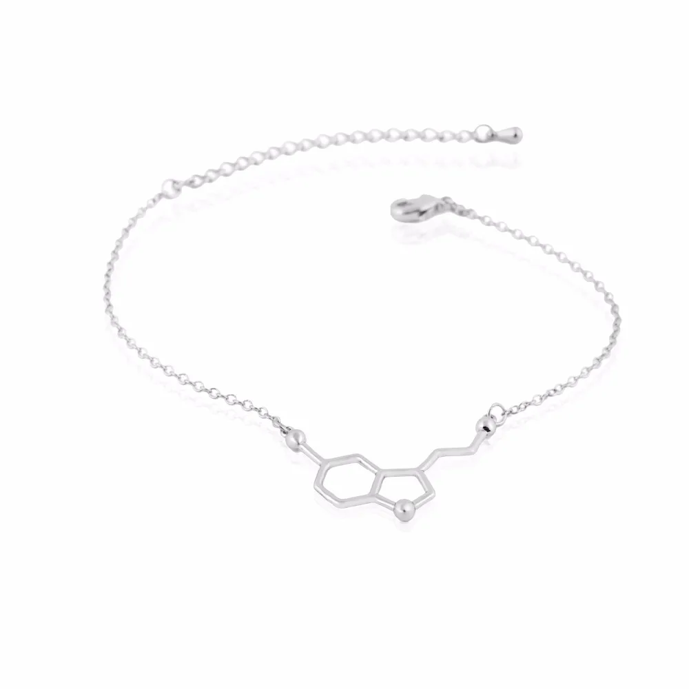 

yiustar New Fashion Women Bracelet Serotonin Molecule Chain Link Bracelet Chemical Structure Charm Bracelet Female B035