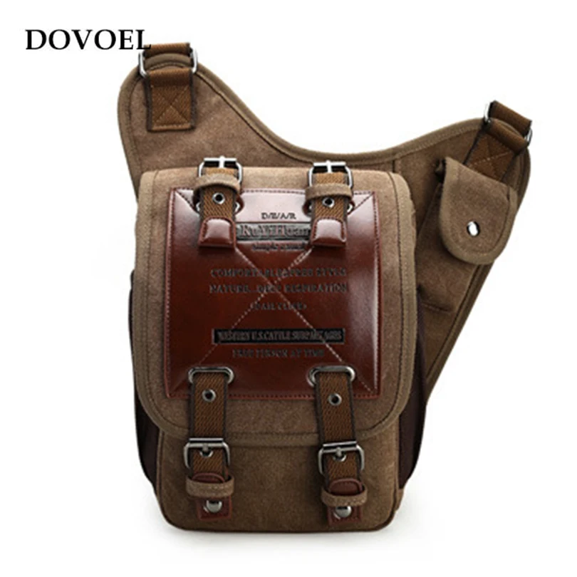 DOVOEL Male Causal Messenger Bags Large Capacity Washed Canvas Handbag