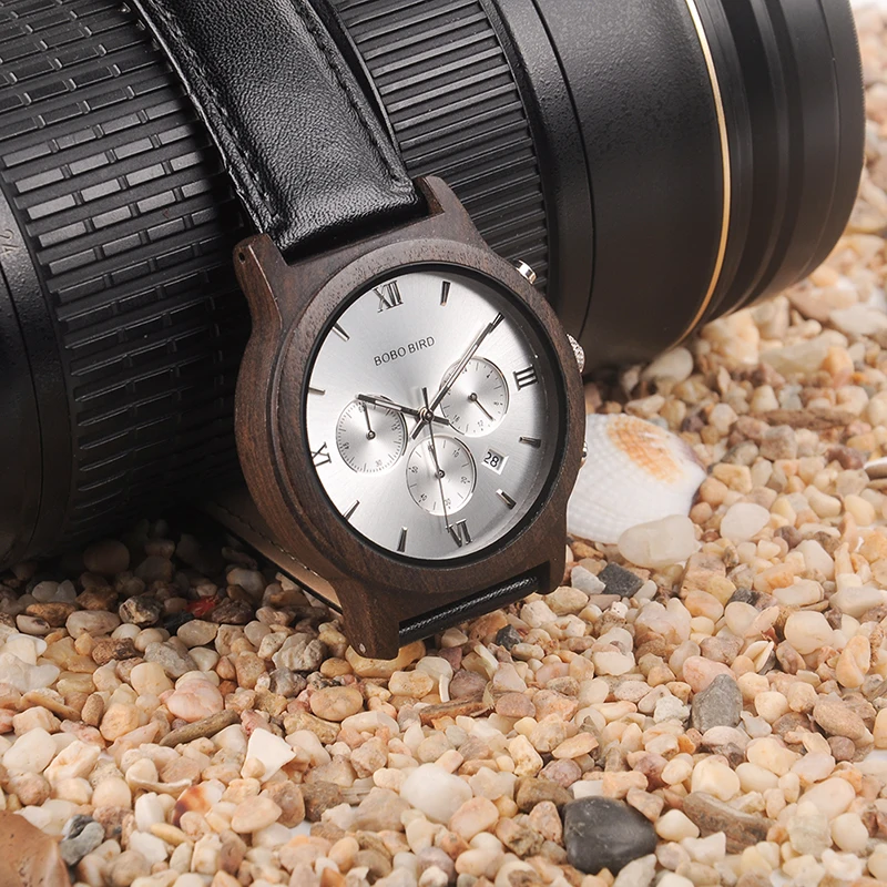 BOBO BIRD Mens Luxury Wood Watches Clock Functional Stop Chronograph saat with Date Display relogio masculino Timepieces C-P28 (28)