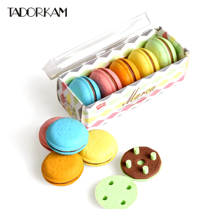 5pcs/set Cute Eraser Cartoon Macaron Rubber Pencil Eraser Creative