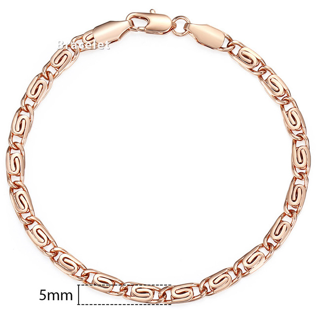 585 Rose Gold Bracelets Curb Snail Foxtail Venitian Link Hand Chain Friendship Jewelry Gifts for Women Girl 7-9inch
