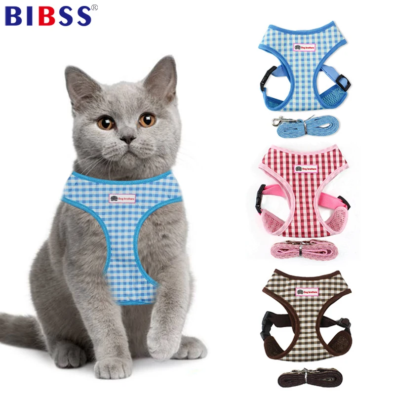 

Cute Breathable Dog Harness Set Adjustable Pet Cat Harness Leash Puppy Harness Vest Dress S M L
