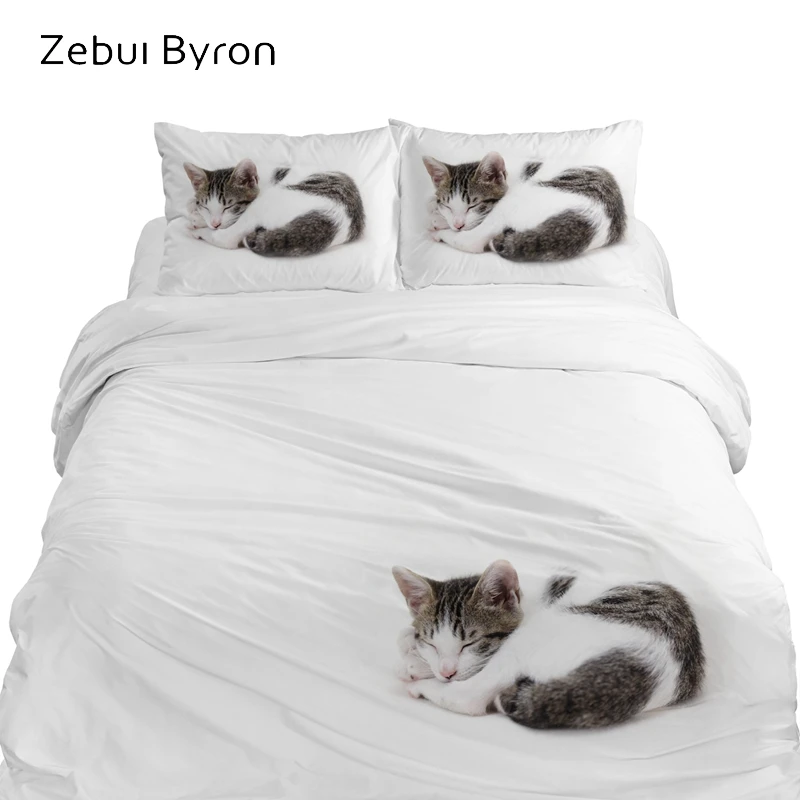 Cat Animal Printed Duvet Quilt Cover Fine Bedding Set