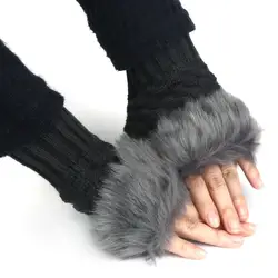 Новые крутые перчатки Для женщин теплые зимние 2018 Девушка наручные пальцев искусственного меха кролика перчатки варежки Ганц Femme @ 35