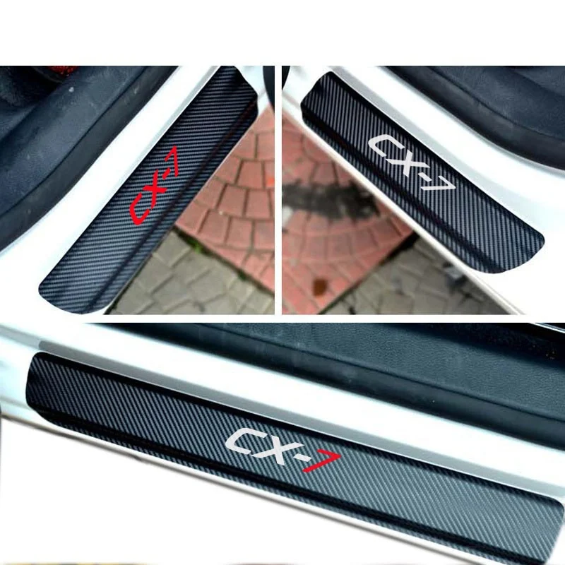 

Carbon Fiber Vinyl Sticker Car Door Sill Protector Scuff Plate For MAZDA CX-7 Car Accessories