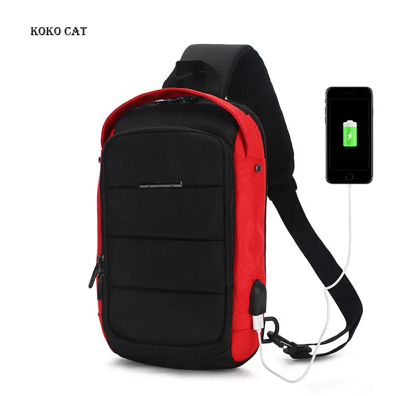 

NEW Multifunction Crossbody Bag for Men USB Charging Chest Bag Male Teenager Shoulder Summer Short Trip Travel Messengers Bags