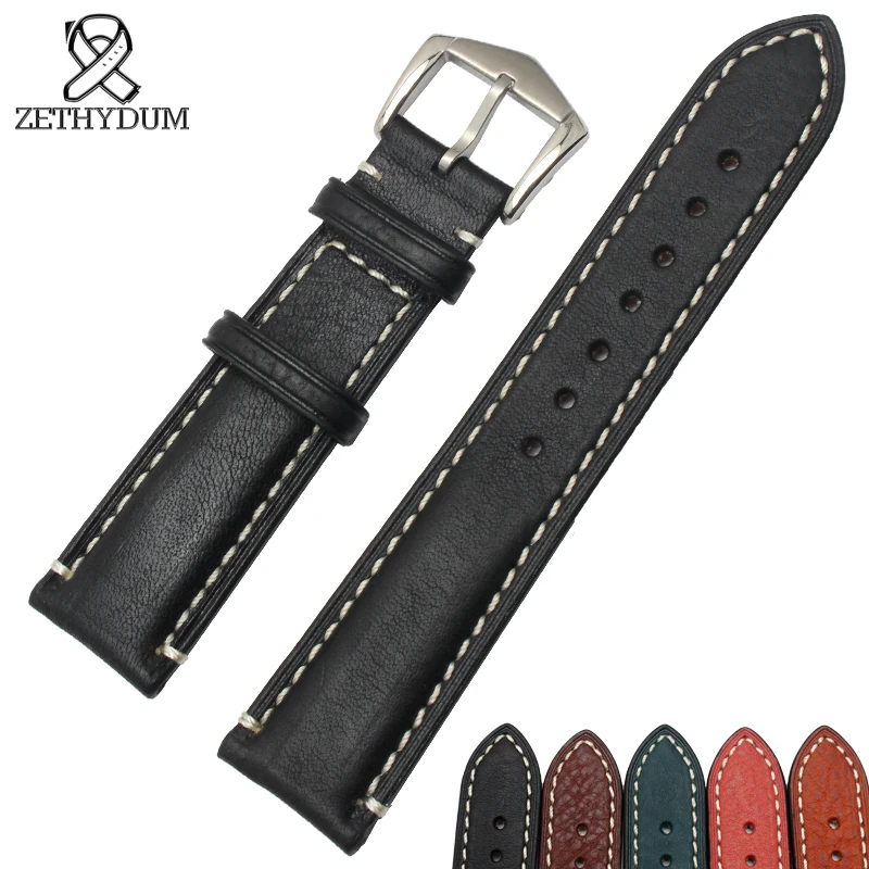 18 19 20 22mm genuine leather watch strap wholesale leather bracelet stitched bracelet Watch ...