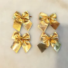 12 шт Золотой и Серебряный бант для рождественской ёлки украшения безделушки для рождественские украшения поставки L3