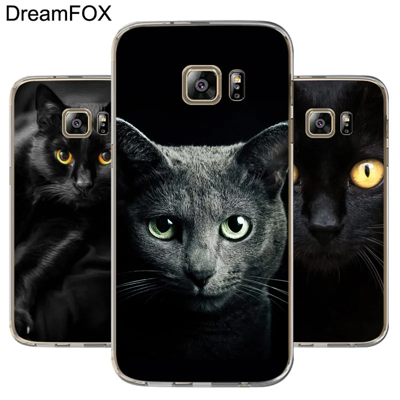 DREAMFOX M199 милый черный кот Мягкий ТПУ силиконовый чехол для Samsung Galaxy S5 S6 S7 S8 S9 S10 5G S10E
