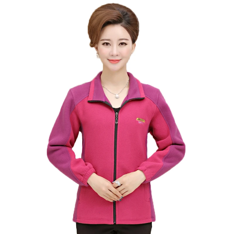 

Women Casual Fleece Coats Winter Autumn Woman Warm Imitation Lambs Wool Jacket Green Purple Red Patchwork Outerwear Polar Fleece