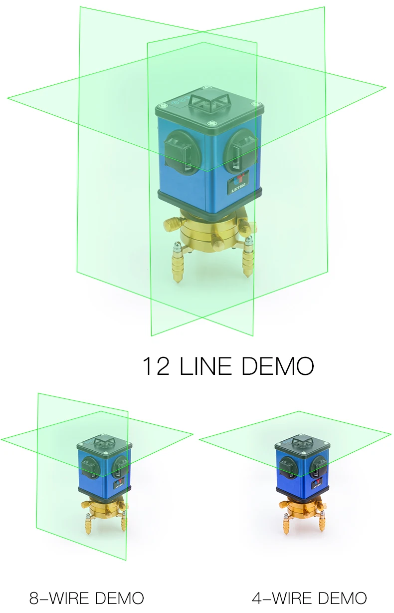 LETER 12 зеленый настенный инструмент 3D зеленый лазерный нивелир светильник Высокоточный LD электронный нивелировочный литиевый
