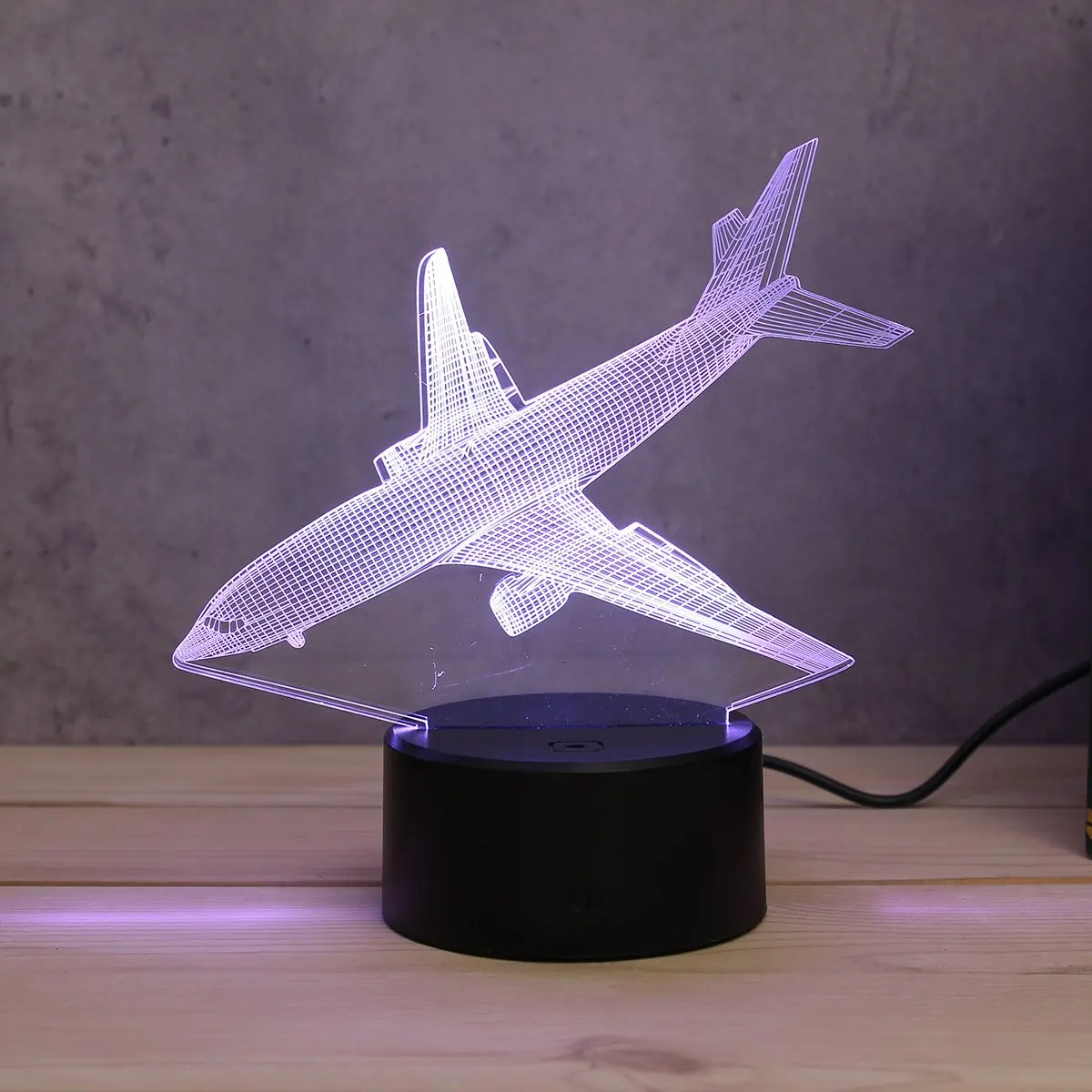 7 Color Aircraft Airplane Acrylic 3D LED Night Light Toys Lamp Air