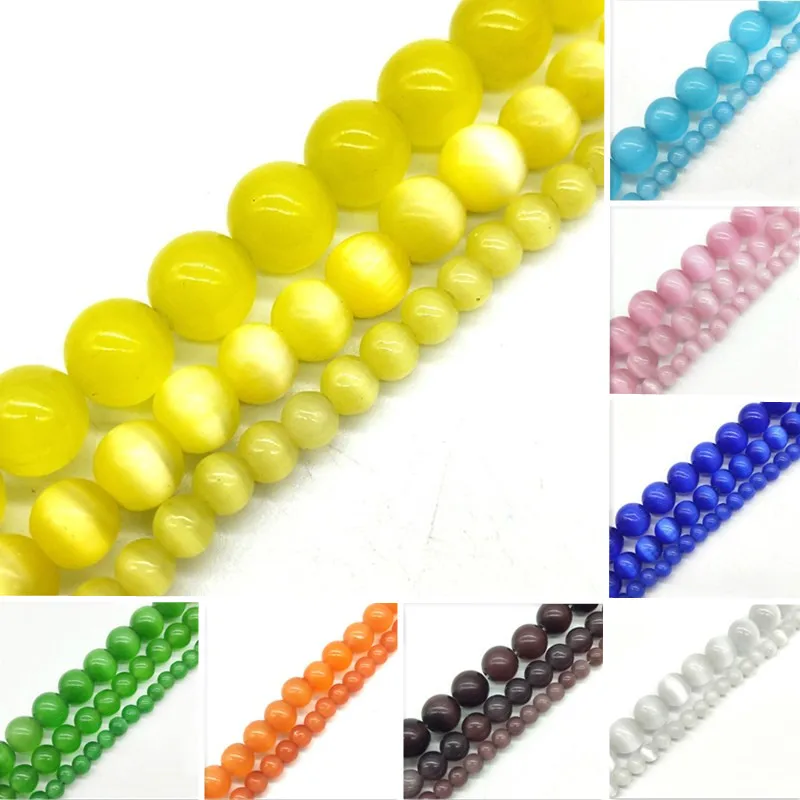 

4/6/8mm 95/65/50pcs/lot New Style Glass Beads Cat Eye Beads Round Spacer Beads Accessories Beads For Necklace Bracelet Jewelry
