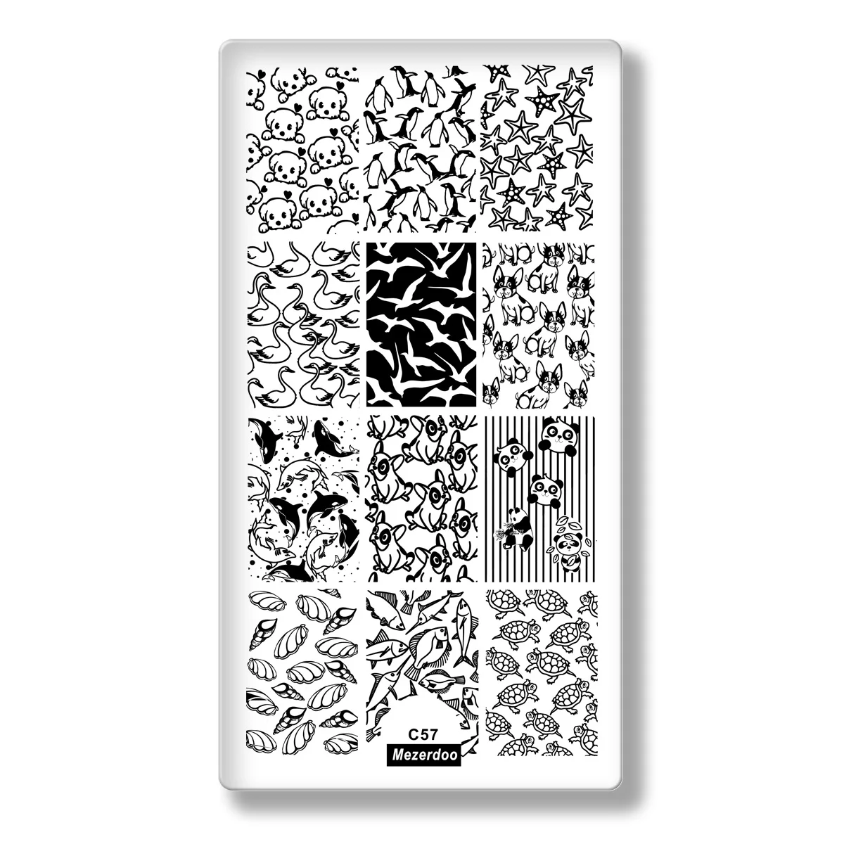 Цветочный лист тема прямоугольный, для нейл-арта штамп шаблон изображения пластины кружева сетки точечный узор ногтей штамповки пластины с белый пэд C49 - Цвет: C-57