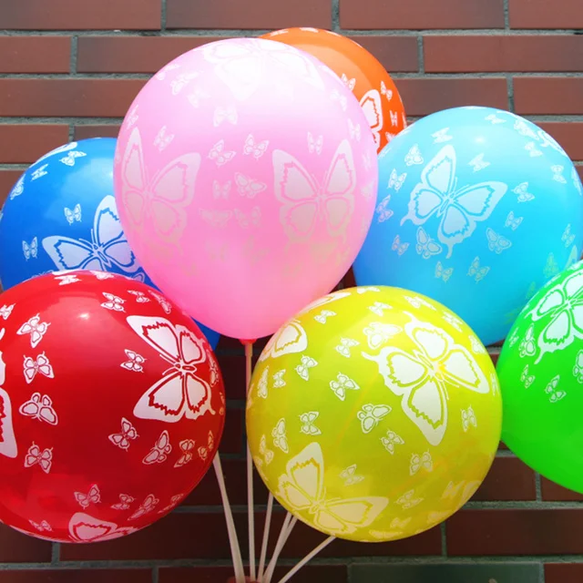 10 шт. цветные воздушные шары с принтом бабочки 12 дюймов рождественские латексные воздушные шары для вечеринки в честь рождения или свадьбы - Цвет: Multicolor