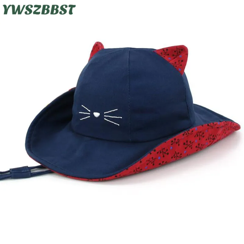 لطيف القط طباعة الصيف الأطفال الاطفال قبعات للحماية من الشمس طفل الفتيان قبعة الشمس الاطفال الصياد كاب بنات واقية من الشمس شاطئ قبعات الطفل ...