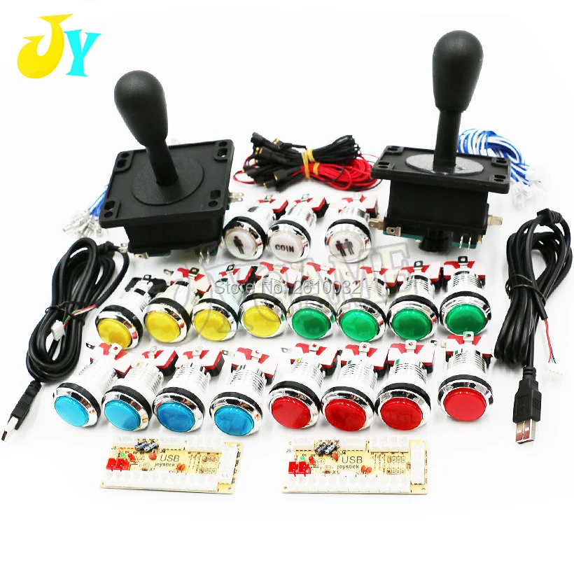 

DIY Arcade parts Bundle kit HAPP Style Joystick +5V led Push Buttons + Zero delay USB encoder to PC Raspberry pi