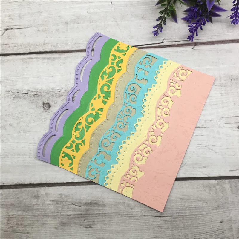 

DIY Cards silver Lace Embrossing Curved Wavy Border Metal Cutting Dies Scrapbooking Embossing Paper Card Making 157x96mm