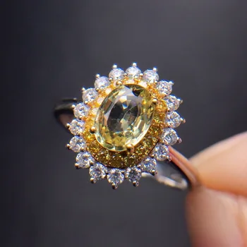 

Fine Jewelry Real 18K White Gold 100% Natural Unheat Yellow Sapphire Gemstones 0.95ct Sapphire Diamonds Female Wedding Rings
