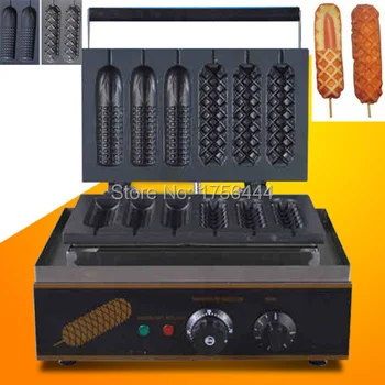 

Free Shipping Commercial Use Non-stick 6pcs 110v 220v Electric French Corn Waffle Dog Maker Iron Baker Machine