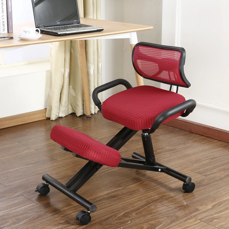 Ergonomically Designed Knee Chair With Back And Handle Mesh Fabric Caster Office Kneeling Chair Ergonomic Posture Chair Office