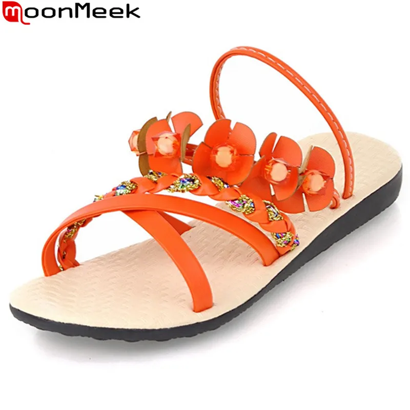 

MoonMeek 2020 summer new arrive women sandals sweet flower solid color simple comfortable college style light lady party shoes