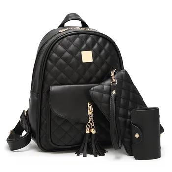 

2017 New Tassel Shoulder Bags Sac A Dos Women Bag Diamond Lattice School Bags For Girls Backpacks For Women 3 Pcs Bear Backpack