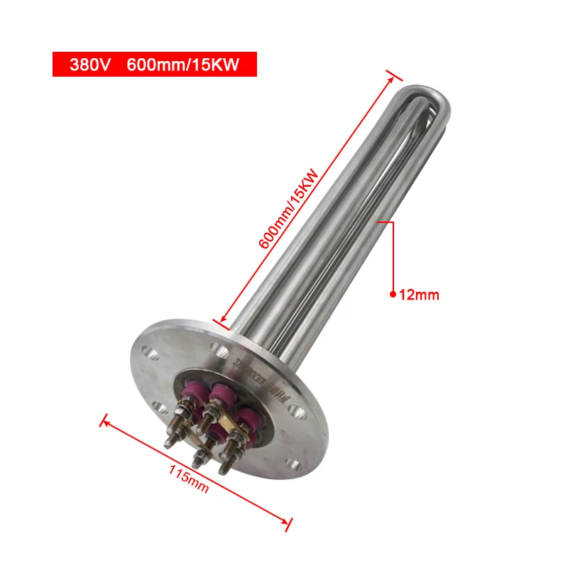LJXH Электрический нагреватель Нагревательный элемент для масла 220 V/380 V 304SUS нагревательная трубка Dia.12mm 9/12/15/18KW для термомасляный плита - Цвет: 380V 15KW 600mm