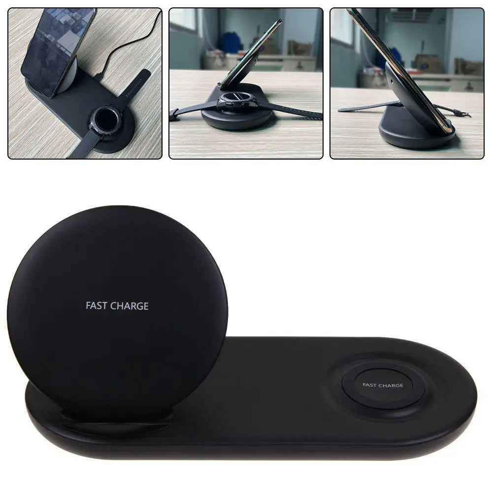 

QI Wireless Charger For Samsung Galaxy S10 S9 S8 Gear S3 Watch Fast Qi Wireless Charger Battery Charger for iPhone Xiaomi