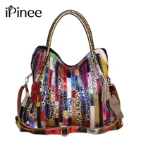 iPinee Real Cow Leather Bags For Women Brands Cowhide Paillette Genuine Leather Handbags Snake Messenger Bag Luxury Tote 1