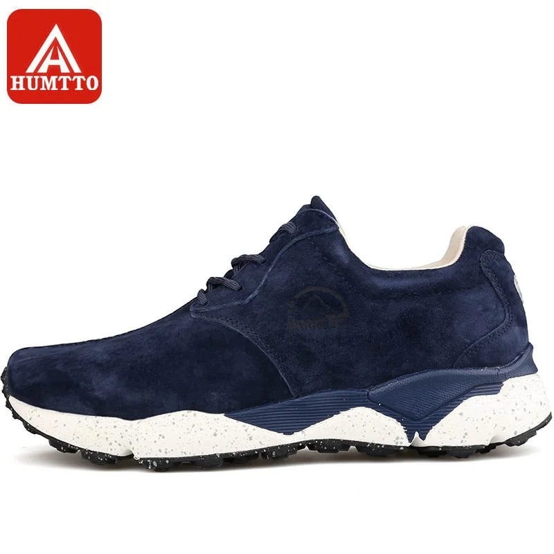 HUMTTO Running Shoes Men Genuine Leather Outdoor Lace up Low Cushioning