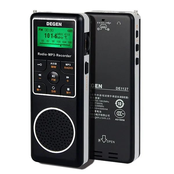  DEGEN DE1127 Mini Digital radio 4GB MP3 Player and Voice Recorder with FM Stereo degen receiver MW 