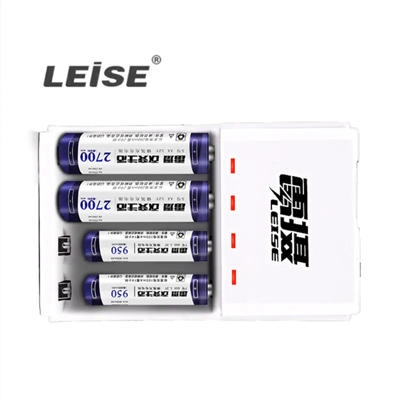 LEISE 2 шт. AA2700mAh + aa950mah ni-mh аккумуляторная батарея 1 4 слота зарядное устройство с