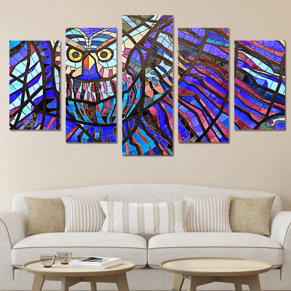 

Nordic Decoration Print New Art Canvas HD Painting 5 PiecesPcs Group Owl Pattern Wall For Living Room Modular Picture Poster