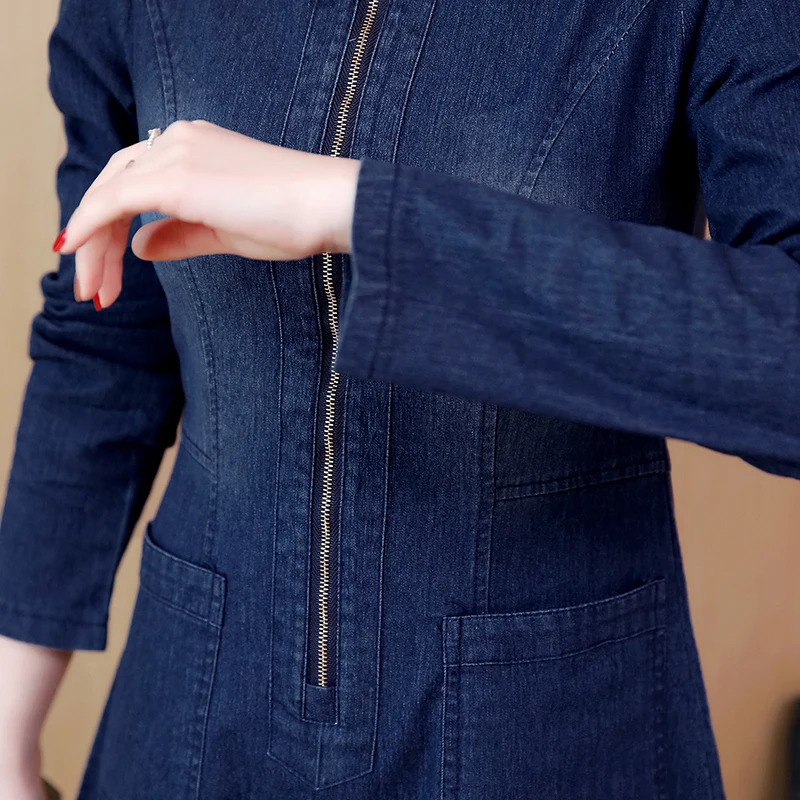 Korean Denim dress for women 2019 Spring Casual Jeans Dress Long sleeve Sexy Denim Mini Dress Plus size 5XL Female Office Dress