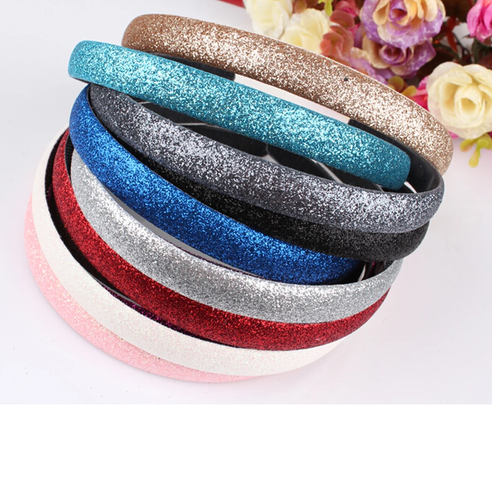 

10 Colors New Fashion Women Lady Girls Glitter Headband Sparkling Leather Plastic HairBand Hair Accessories