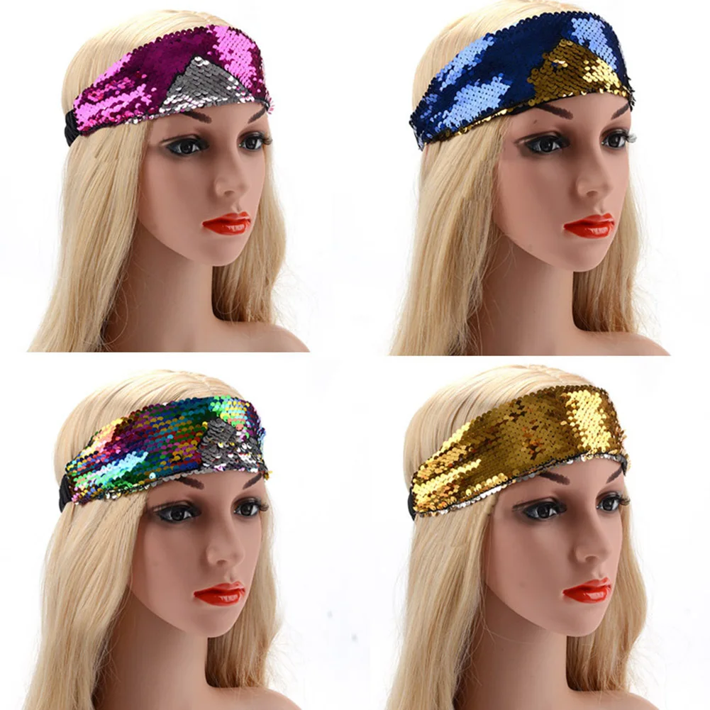 YJSFG HOUSE Hot Women Shiny Headbands Paillette Head Wrap Headband