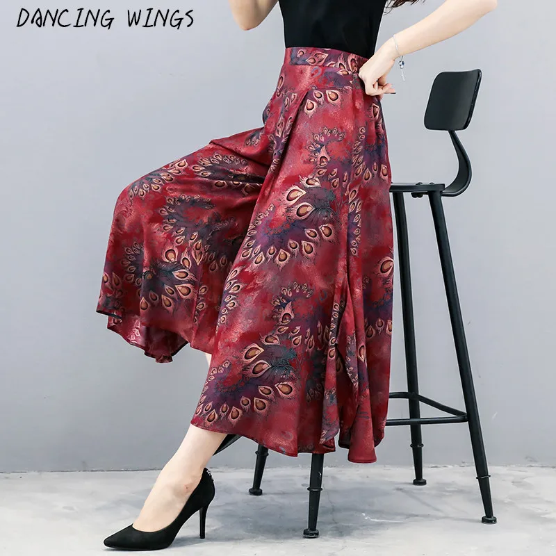 

women trousers 2019 Elastic Summer pants women print Floral Wide leg pants Vintage Loose capris plus size XL-5XL