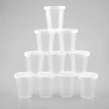

10PCS Plastic Mesuring Cups 30ML Indexing Container with cap Transparent Bottle Cosmetic DIY Mask making Beauty Tool