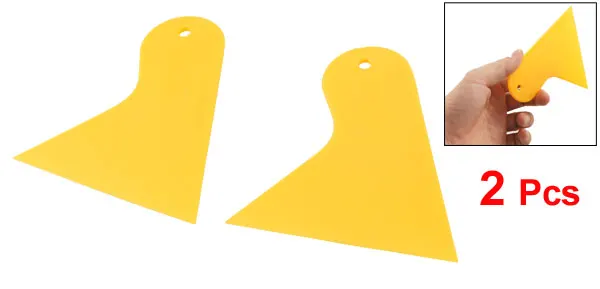 UXCELL желтый пластик Авто Окно лобовое стекло оттенок плёнки скребок для очистки 2 шт