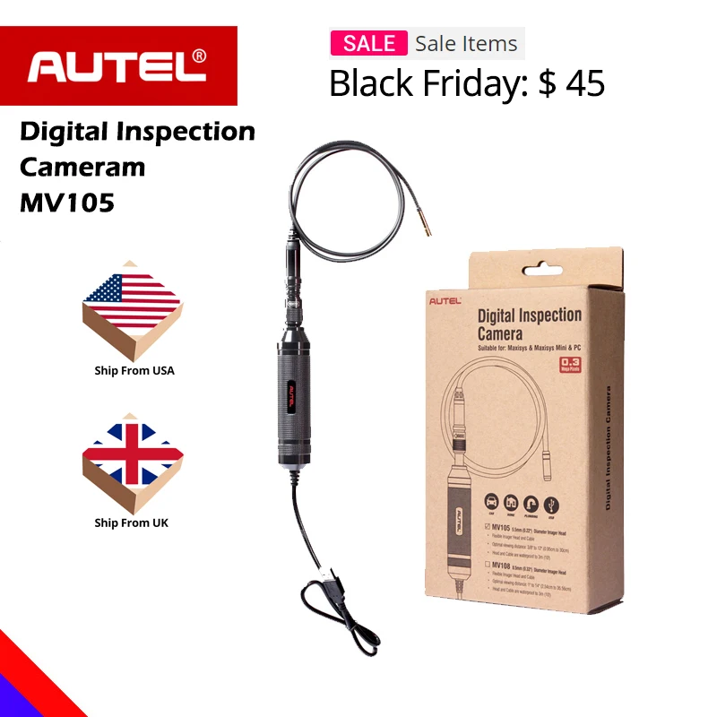 

Autel MV105 5.5mm Maxisys Borescope Add On Digital Inspection Camera/Multipurpose Videoscope