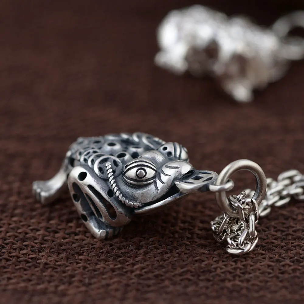 

FNJ 925 Silver Toad Pendant Fashion Animal Coin 100% Pure S925 Solid Thai Silver Pendants for Women Men Jewelry Making