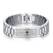 Personalized Engraved Cross Bible Verse Bracelets for Christian Prayer Jewelry Classic Religious ID Bangle pulseira masculina
