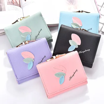 

Fashion lady bag short wallet buckle portable small square bag solid color wallet Short Handbag Dropship T624