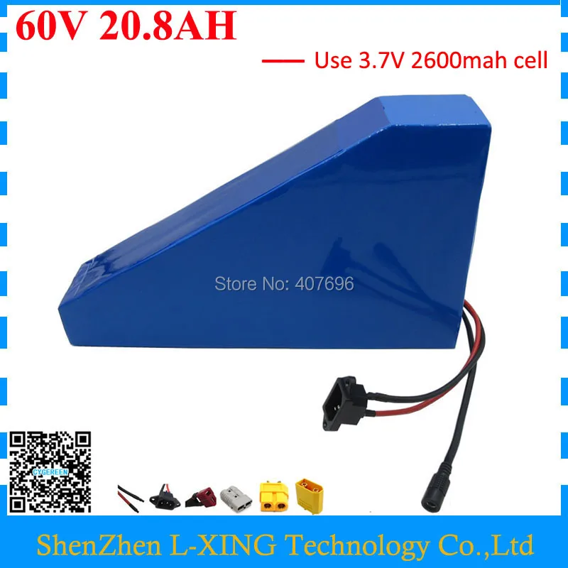 

Free customs duty 60V ebike battery 60V 20.8AH Trianlge battery 60V 21AH lithium battery use 2600mah cell 30A BMS 2A Charger