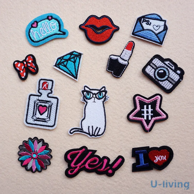 

1pcs Mix fashion Patches for Clothing Iron on Embroidered Sew Applique Cute Patch Fabric Badge Garment DIY Apparel Accessories