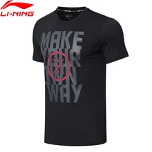 Li-Ning, Мужская футболка из дышащего Джерси серии Wade, 73% хлопок, 27% полиэстер, подкладка, обычная посадка, спортивные футболки, футболка AHSN493 MTS2834